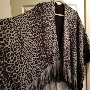 Leopard/Black reversible shawl poncho